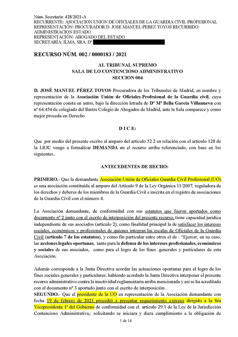 RECURSO CONTENCIOSO ADMINISTRATIVO CONTRA LA INACTIVIDAD DEL GOBIERNO