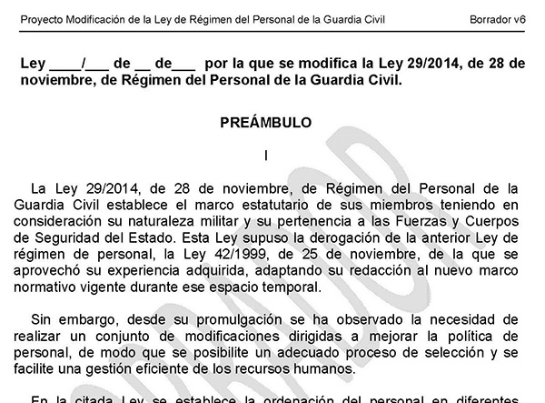 MODIFICACIÓN LEY DE PERSONAL DE LA GUARDIA CIVIL