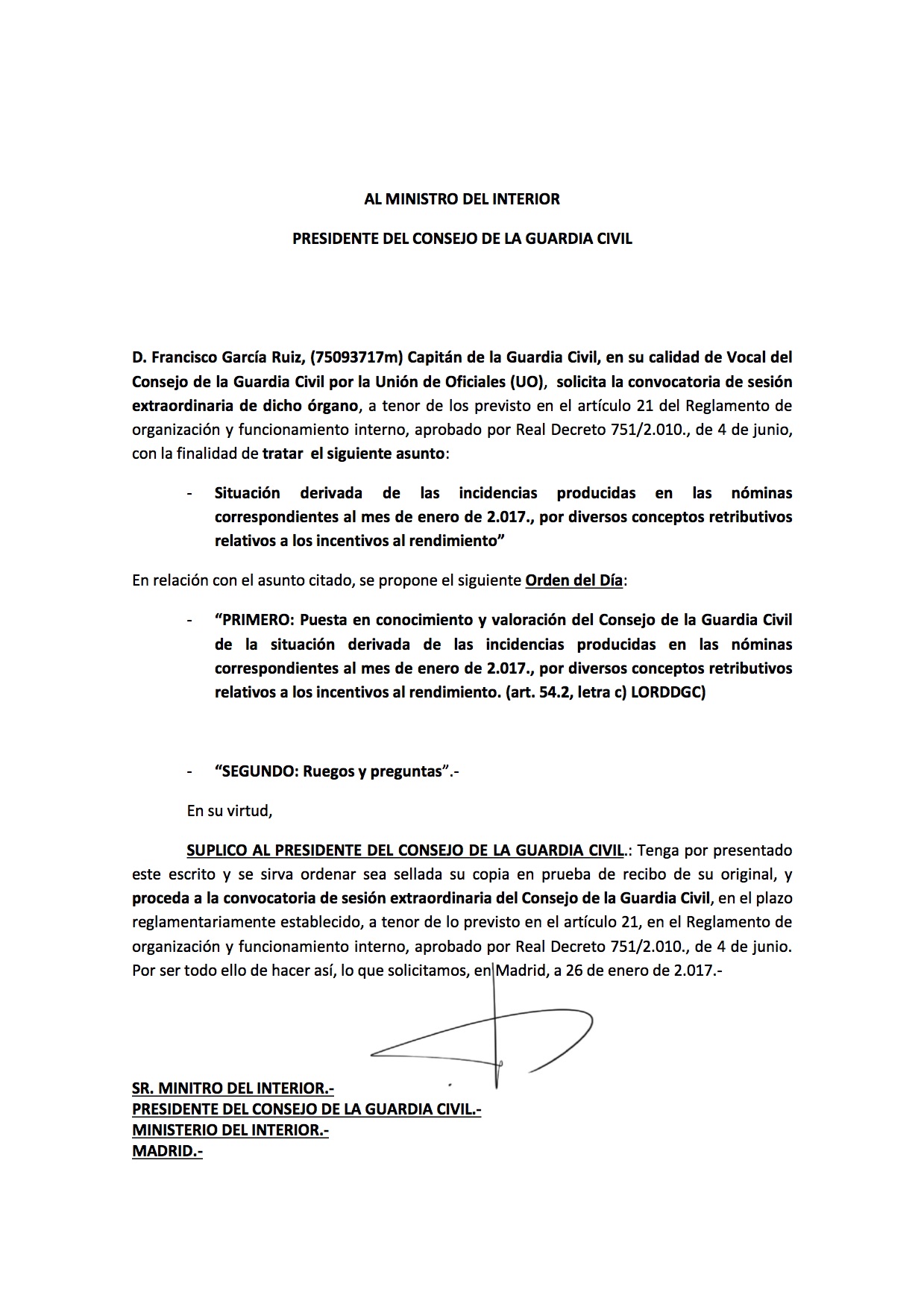 La UO se suma a la petición de pleno extraordinario por la incidencia en las nóminas de enero